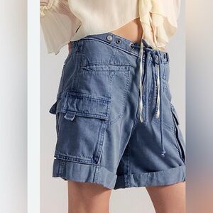 Free People Frankie Washed Shorts in Tourmaline / Soft Blue